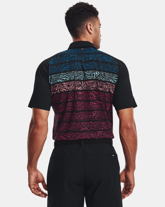 Herren UA Iso-Chill Psych Stripe Poloshirt, Black, pdpMainDesktop image number 1